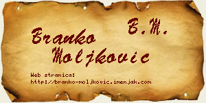 Branko Moljković vizit kartica